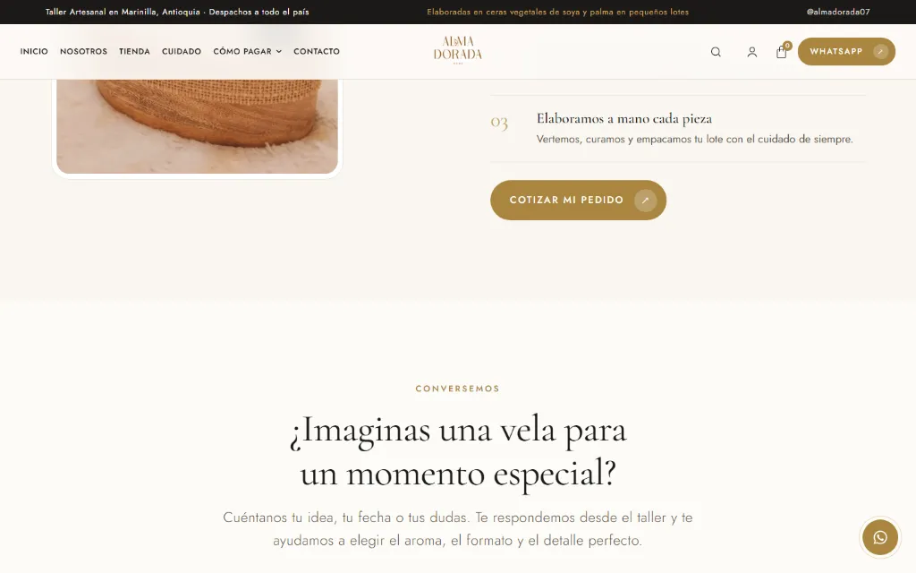 Llamado final de Alma Dorada: «¿Imaginas una vela para un momento especial?».